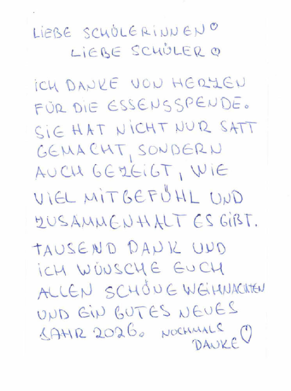 Dankesbriefe der Beschenkten